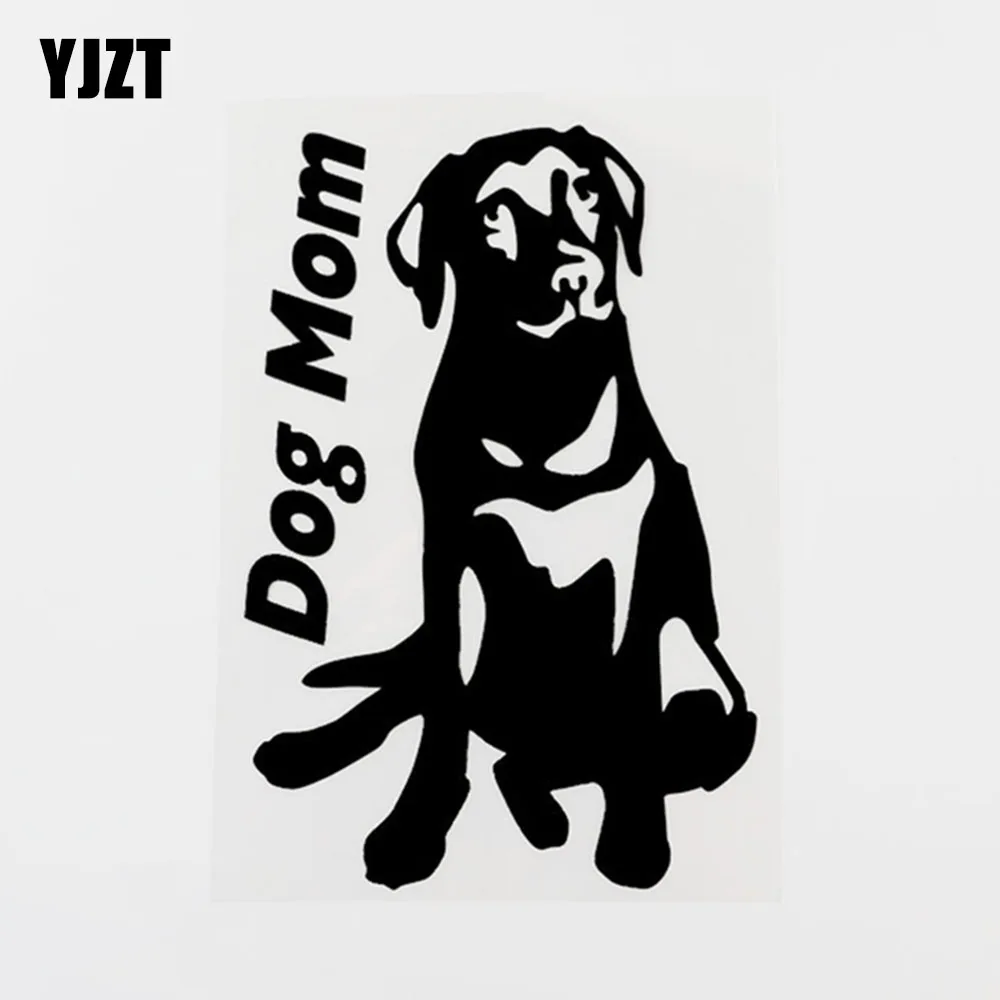 

YJZT 11CM×16.4CM Funny Animal Dog Mom Vinyl Car Sticker Decal Black/Silver Car-styling 8C-0430