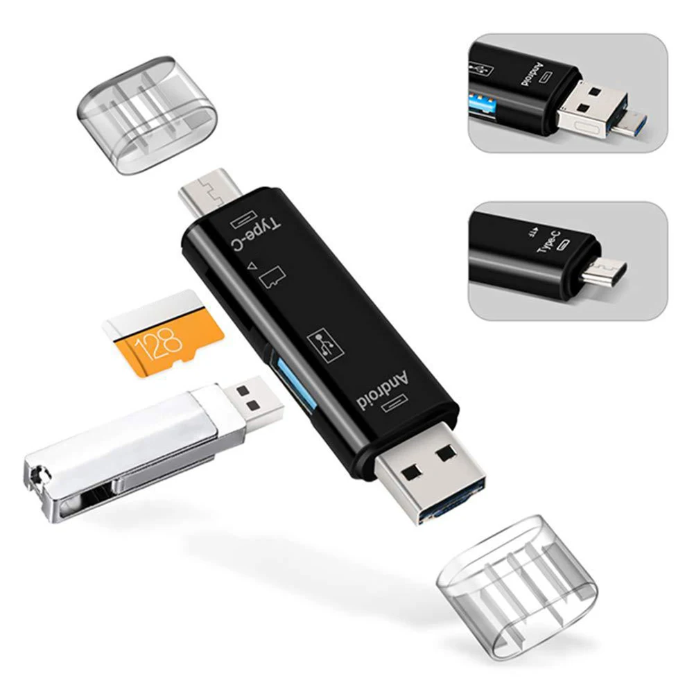 5 в 1 Тип-C/Micro USB OTG док-станция для памяти TF Card Reader Многофункциональный HUB Compact Flash