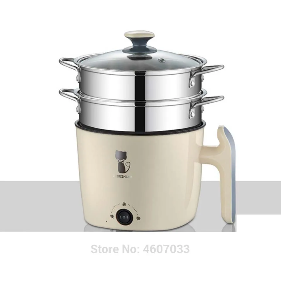 

220V Multifunctional Electric Cooker Heating Pan Electric Cooking Pot Machine Hotpot Noodles Rice Eggs Soup double Steamer CF45