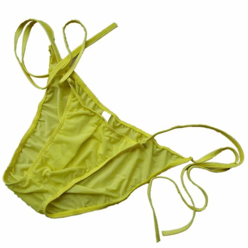 Мужские полупрозрачные шелковые кружевные трусы с низкой талией