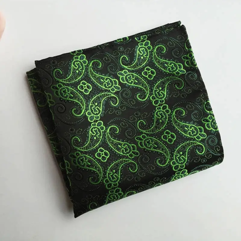 F092 Paisley Мужской Шелковый платок тканый узор в горошек Пейсли мужской деловой Повседневный квадратный Карманный платок свадебные Hankies F80-100 - Цвет: F092 Paisley