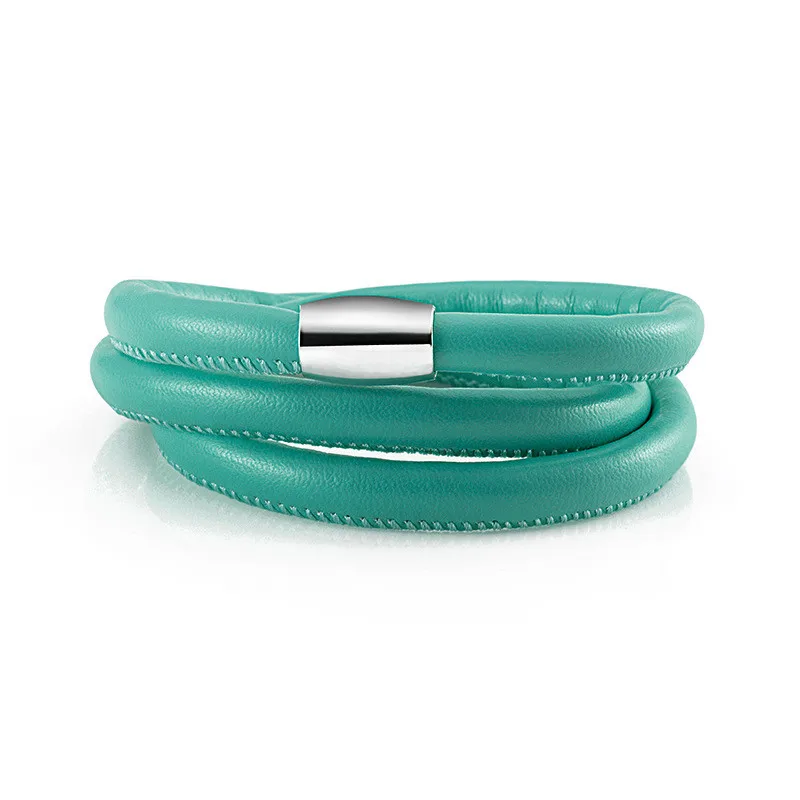 Трехслойный кожаный браслет для мужчин и женщин ювелирные изделия магнитные