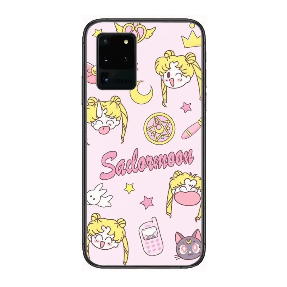 

Sailor-Moon cute Phone cover hull For SamSung Galaxy S 6 7 8 9 10 20 21 Plus Edge E note 5G Lite Ultra black soft bumper