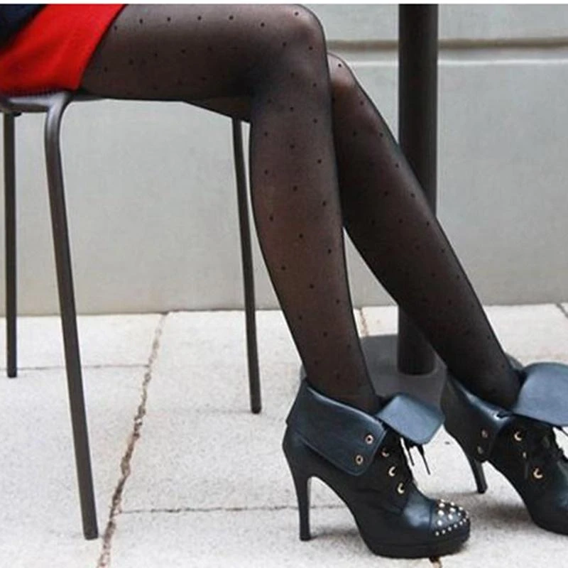 

Japan Style Dot Patterned Women Pantyhose Fashion Sweet Girl Black Sexy Tights Female Stocking Transparent Silk Tights