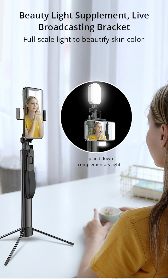 Bluetooth пульт дистанционного управления Gimbal стабилизация селфи палка со светодиодный светильник Запись видео штатив для iPhone& Andriod прямая трансляция