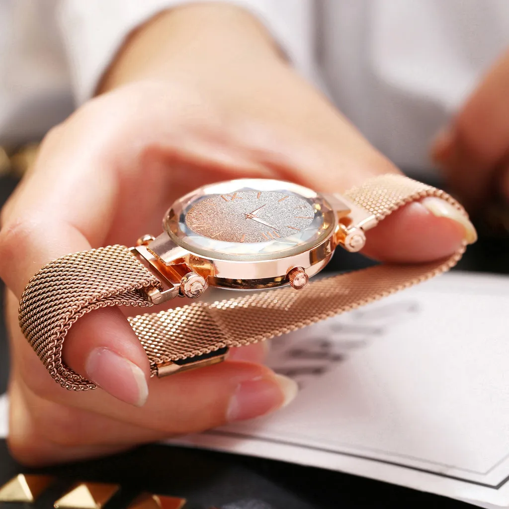 Роскошные часы для женщин с магнитной пряжкой Звездные женские кварцевые