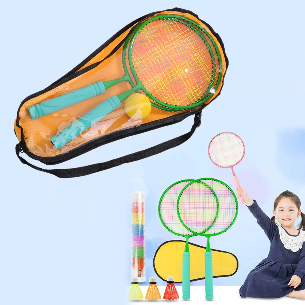 

Kids Round Badminton Rackets Set Kids Badminton Training Tool Outdoor Interactive Rackets for Children (Azure, 12pcs Badminton,