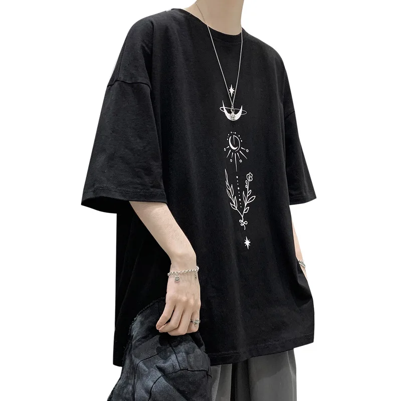 

Harajuku bf wind simple trend short sleeve T-shirt men's loose printed half sleeve top Joker casual five-sleeve T-shirt