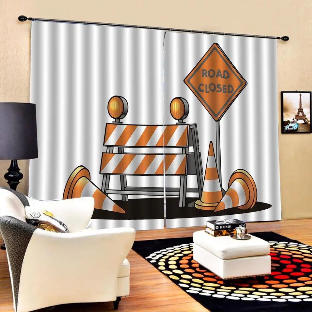 Желтая дорожная вывеска занавески с надписью для гостиной спальни на окна Декор 2