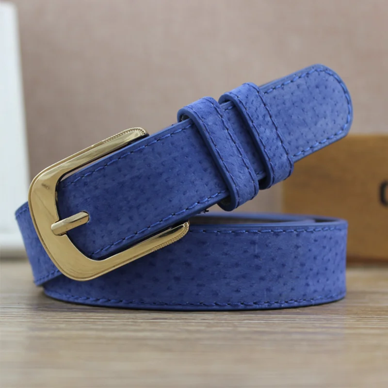 blue belt Женские черные джинсы ремень кожа Золотая Пряжка свиная кожа ремни для женщин девушки мода дизайнер коричневый центуре femme дамы ceinture - Цвет: blue belt