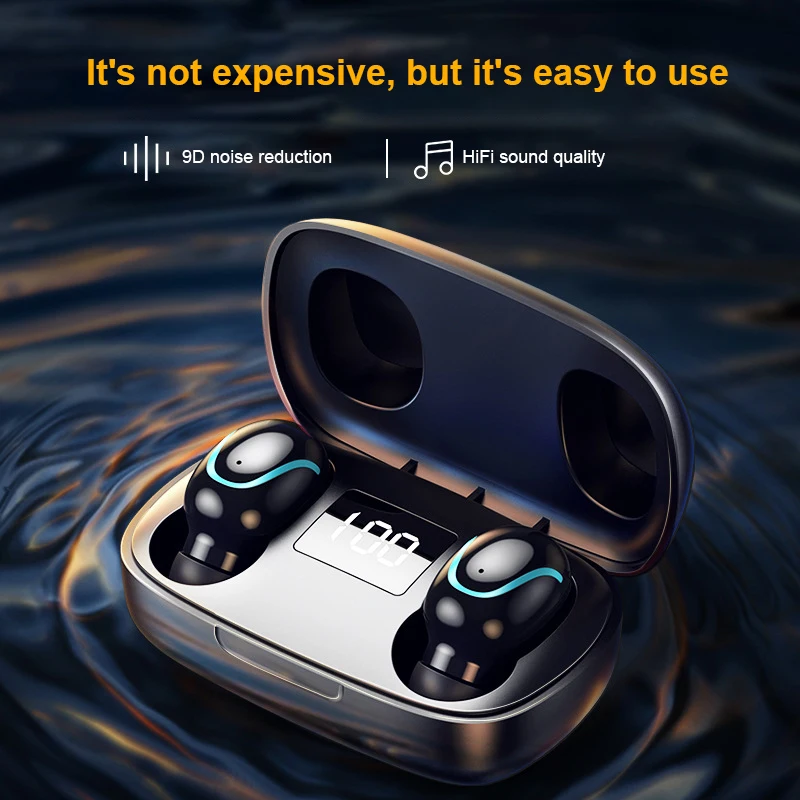 

TWS Bluetooth-compatible Mini Headphones Waterproof Stereo Sports Earbuds Noise Canceling In-Ear Hands-Free LED Microphone Ear