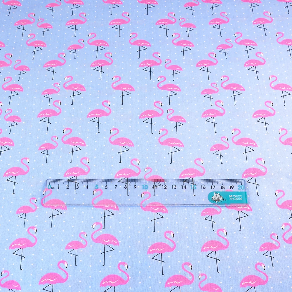 

Teramila Fabric New Printed Pink Red-Crowned Crane Animals Designs Soft Blue 100% Cotton Material Bed Sheet Patchwork Curtains