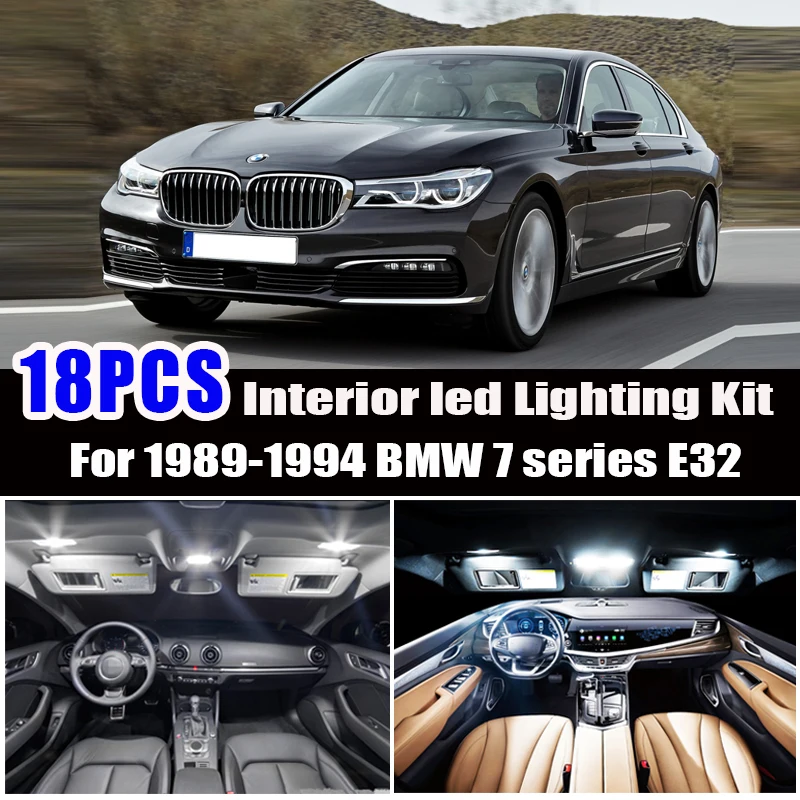 Фото 18 шт. светодиодная лампа номерного знака + лампа внутреннего освещения для BMW 7 серии E32 730i 730iL 735i 735iL 740i 740iL 750i 750iL 1989-1994 гг. №1