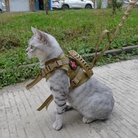 tactical cat small dog collar harness adjustable 600d nylon pet traction kitten escape proof cat vest cats pet harness belt