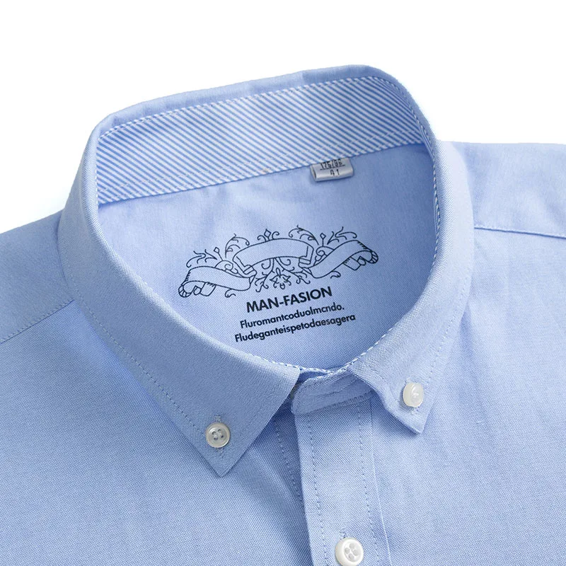 Мужская хлопковая рубашка повседневная однотонная приталенная с коротким