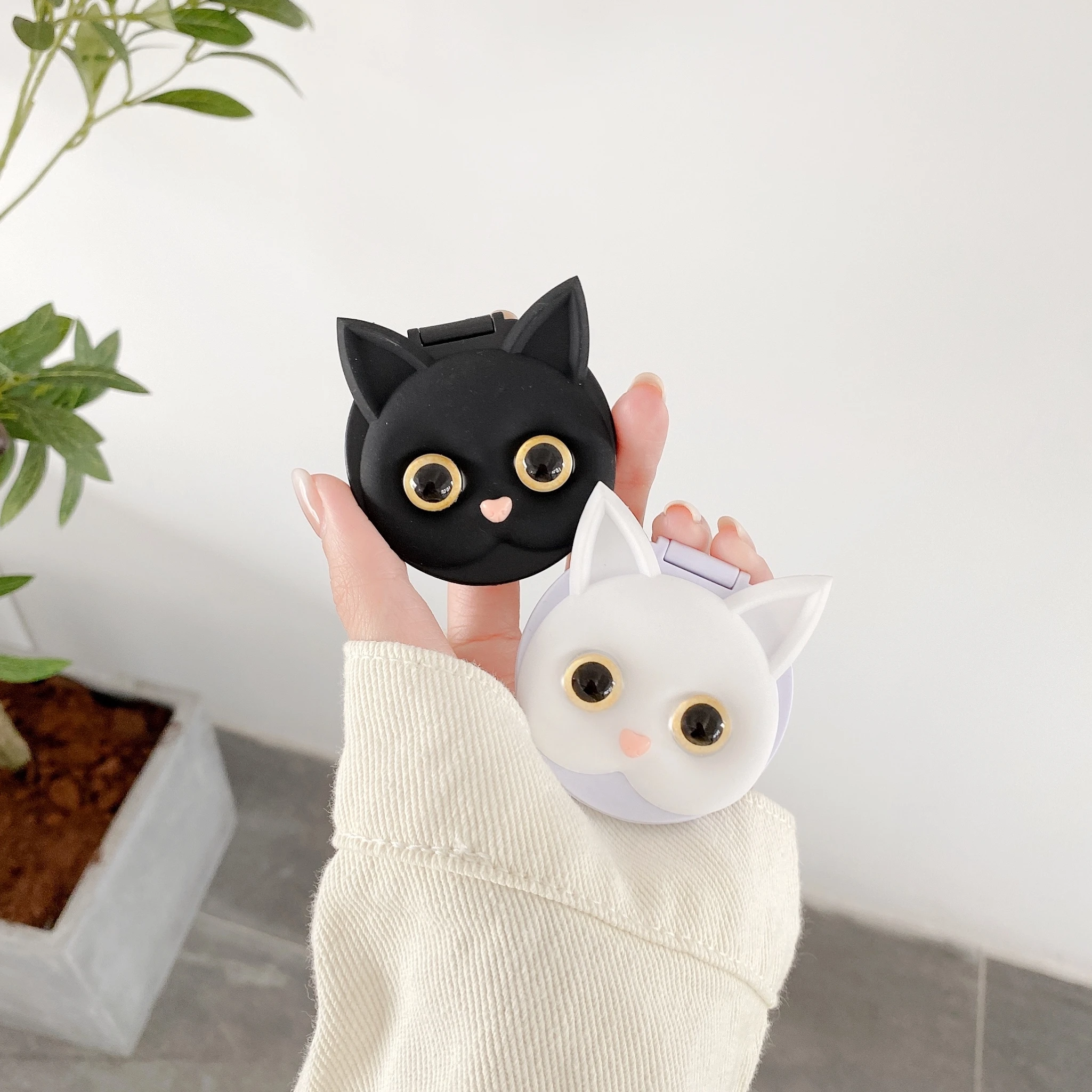 Милый 3D мультяшный Кот зеркальный телефонный кронштейн подставка для iPhone Samsung