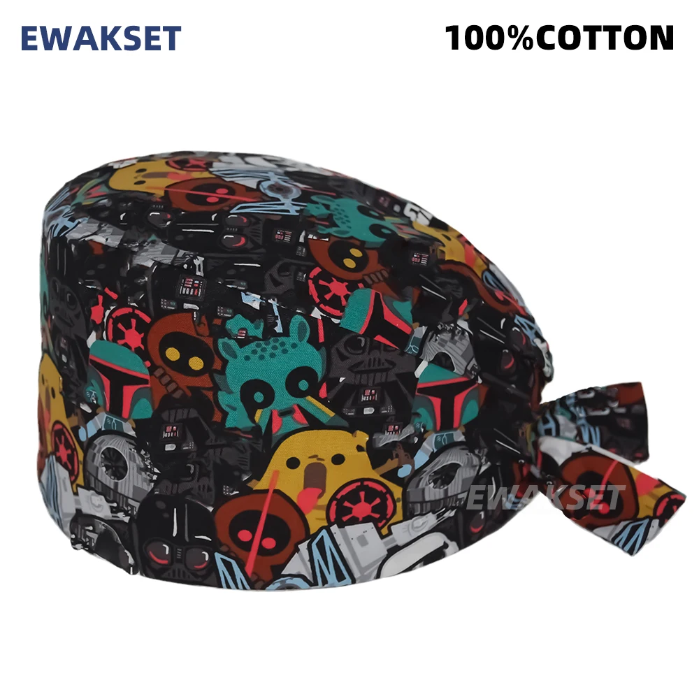 Мультяшная шапка медсестры с повязкой для женщин и мужчин шапки врачей медсестер