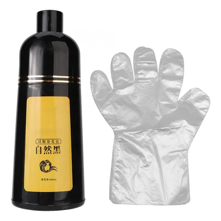 400 мл Натуральный Растительный шампунь для черных волос краска окрашивания