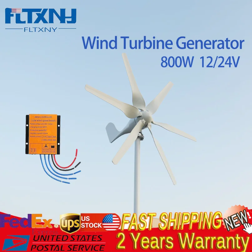 FLTXNY 800W 12V 24V Портативная ветряная турбина бытовой 6 лопастей вентилятора