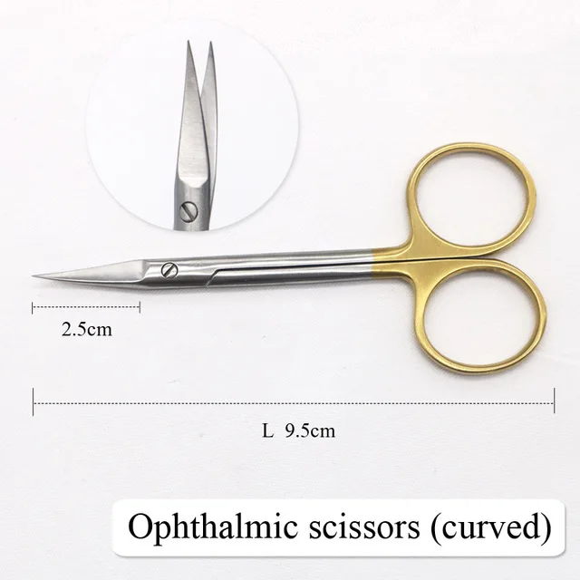 9.5cm CURVED 12,5 см золотая ручка игольчатый зажим медицинские плоскогубцы хирургические щипцы 9,5 см двойные ножницы для век Косметическая хирургическая игла держатель - Цвет: 9.5cm CURVED