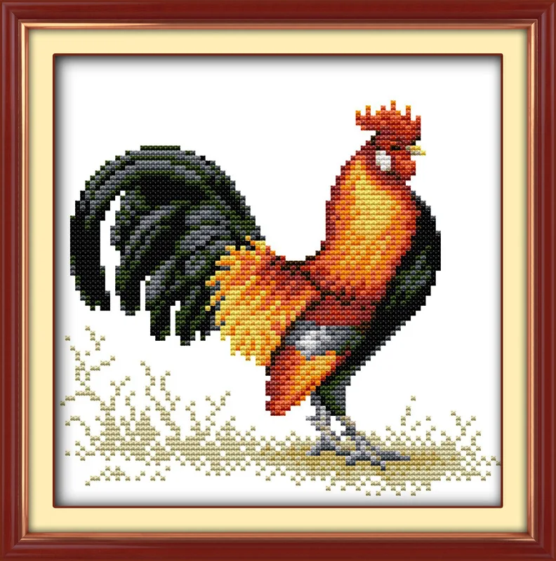 Golden Chicken crowing Printed on Canvas DMC Counted Chinese Cross Stitch Kits printed Cross-stitch set Embroidery Needlework | Дом и сад