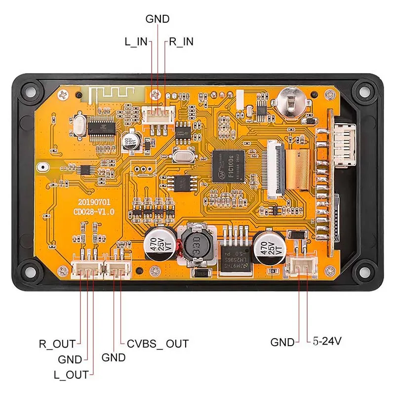 

Bluetooth 5.0 MP3 Decoder Player 2.8Inch HD 7-24V Multimedia Video Decoding Module AUx USB TF Card DIY Sound Amplifiers