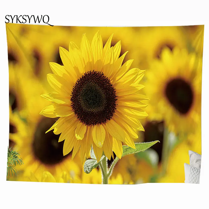 

floral tapestry nature wall hanging carpet dorm decor wall cloth sunflower tapestry