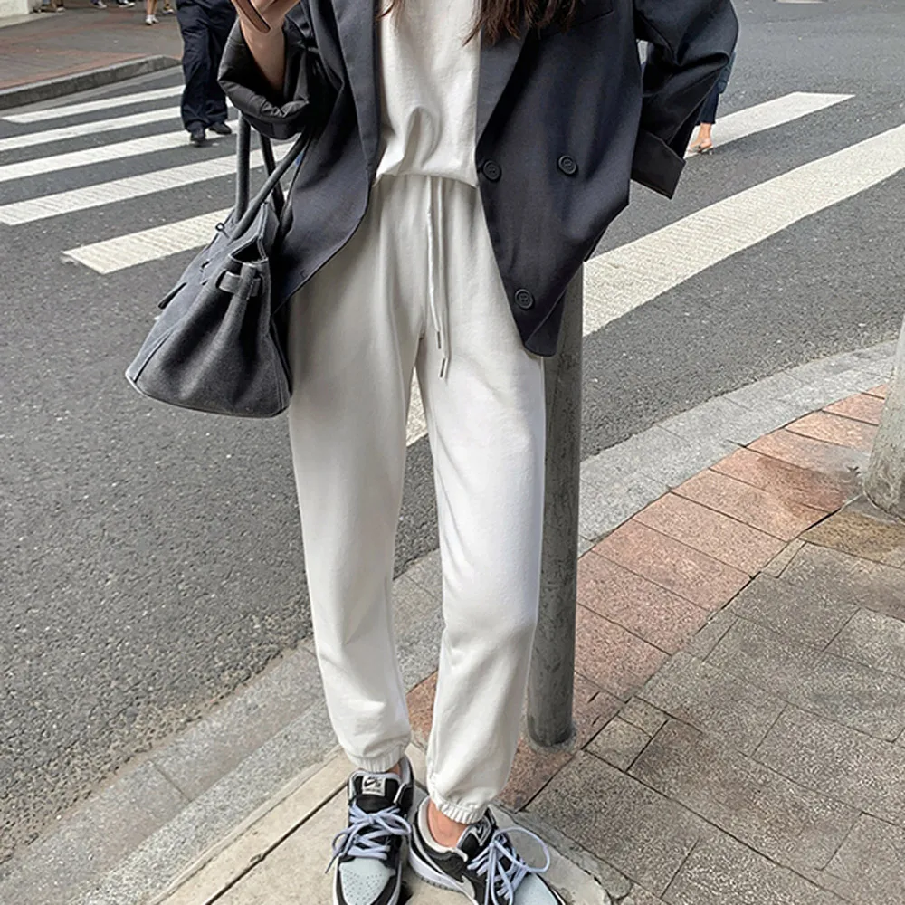 Женские эластичные спортивные брюки с высокой талией повседневные свободные