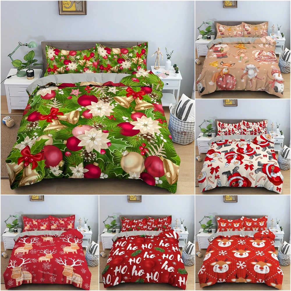 

Роскошный комплект постельного белья 3D с рождественским принтом, комплект пододеяльников, Королевский размер, пододеяльник для спальни, украшение для новогодвечерние
