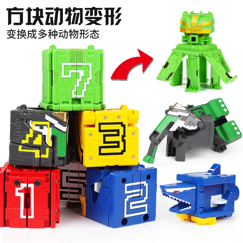 3 в 1 животных Squanre куб Transfor робот силы серии действующих мини фигурок &quotблоки
