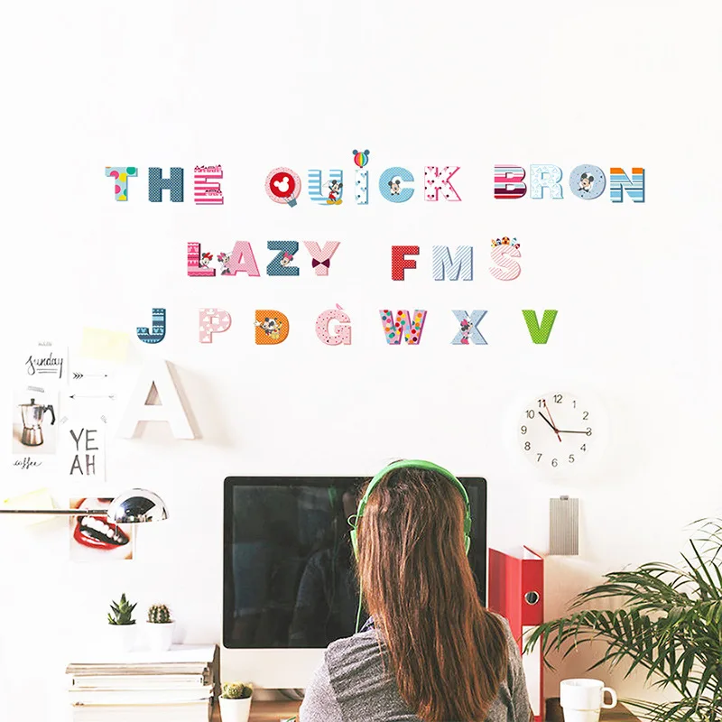 Дисней милые декоративные наклейки Микки Маус Детские водостойкие из ПВХ