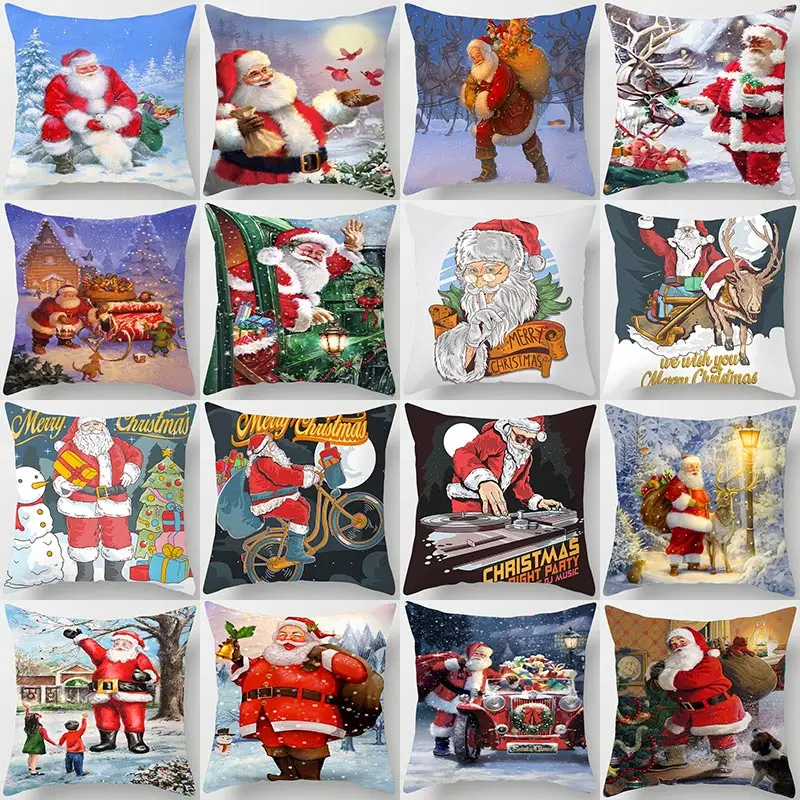1 шт. красный Рождественский Санта Клаус снежный узор 45*45 см чехол для подушки из