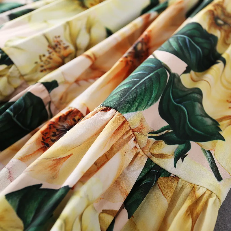 

European and American women's clothing new 2021 spring Floral print Fashion pleated cotton skirt