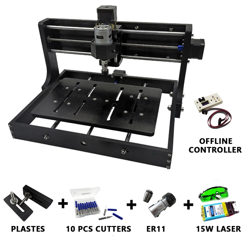 Модернизированный DIY CNC 3020 гравировальный станок, фрезерный станок для дерева, лазерный гравер, используется с поддержкой GRBL управления в автономном режиме - Цвет: 15W 1in
