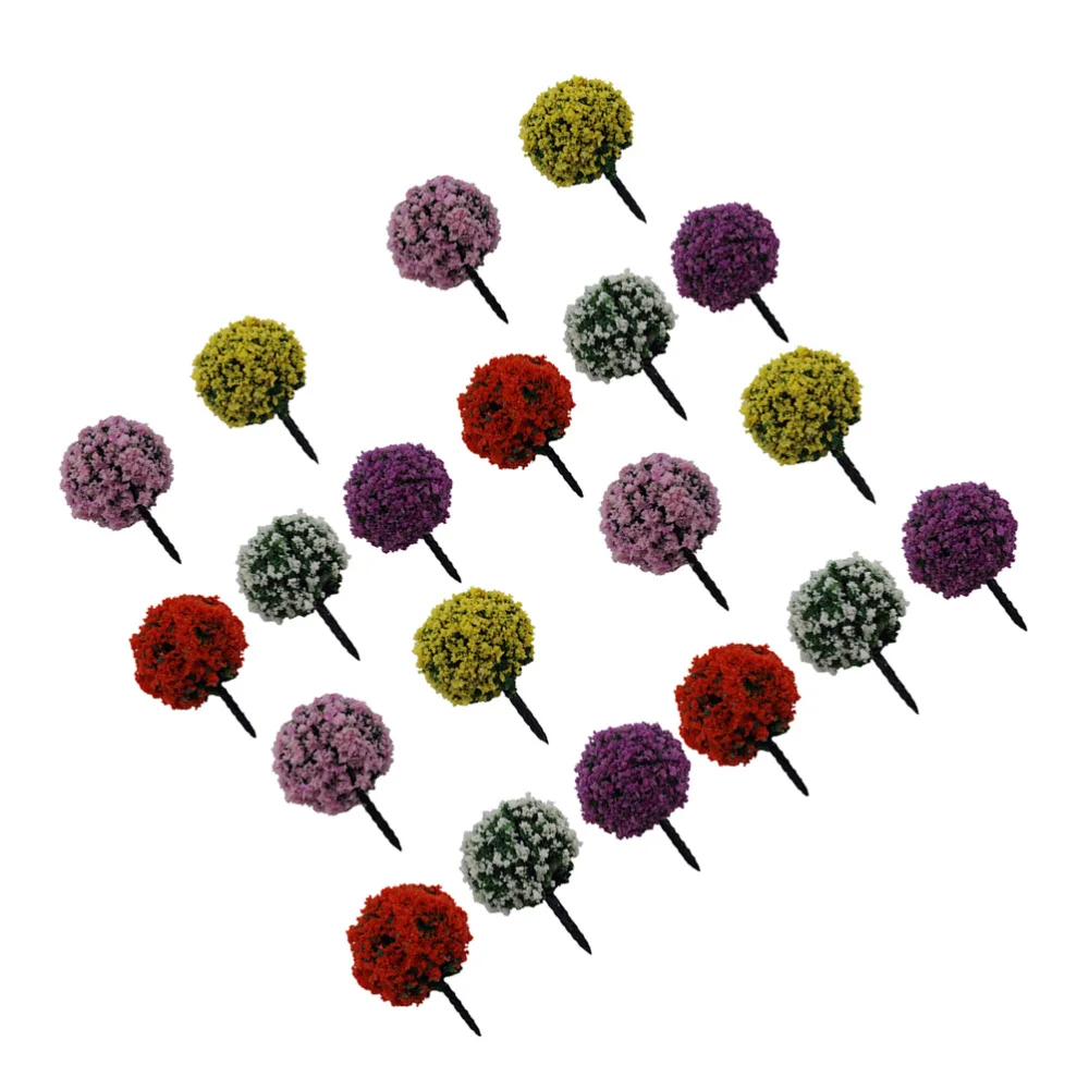 

24pcs Landscape Model Flower Trees Simulation Scenery Model Flower Tree Adornment DIY Landscape Ornament for Home
