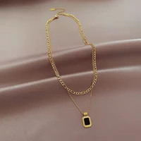 south korea contracted geometric square pendant necklace fashion elegant luxury multilayer clavicle necklace women jewelry gifts