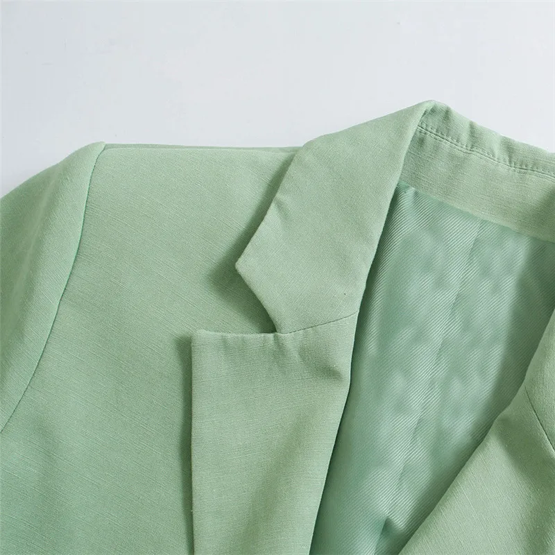 

Za Women Blazer Suit Two Piece Set Woman Fashion High Waist Shorts Sets Summer 2021 Green Short Sleeve Blazer Female Suit