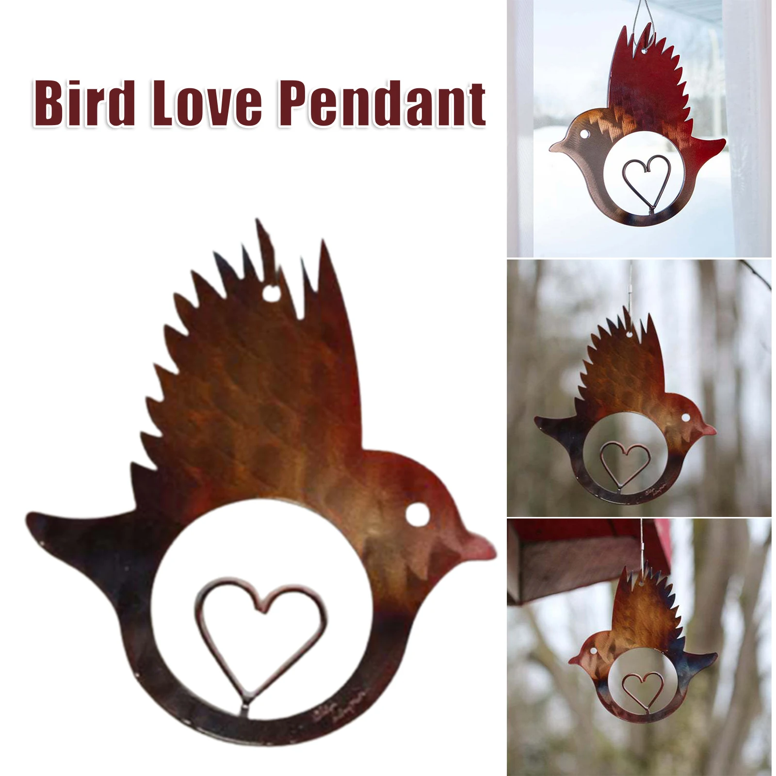 

Love Iron Bird Pendant Handmade Crafts Hanging Ornament for Home Window Courtyard Decoration Creative Gifts декор для дома