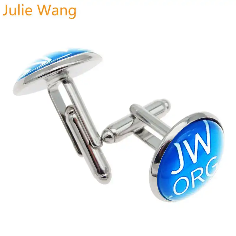 Julie Wang JW ORG запонки из голубого стекла, для людей, запонки для мужчин, запонки для рубашки рукав ногтей, деловой подарок
