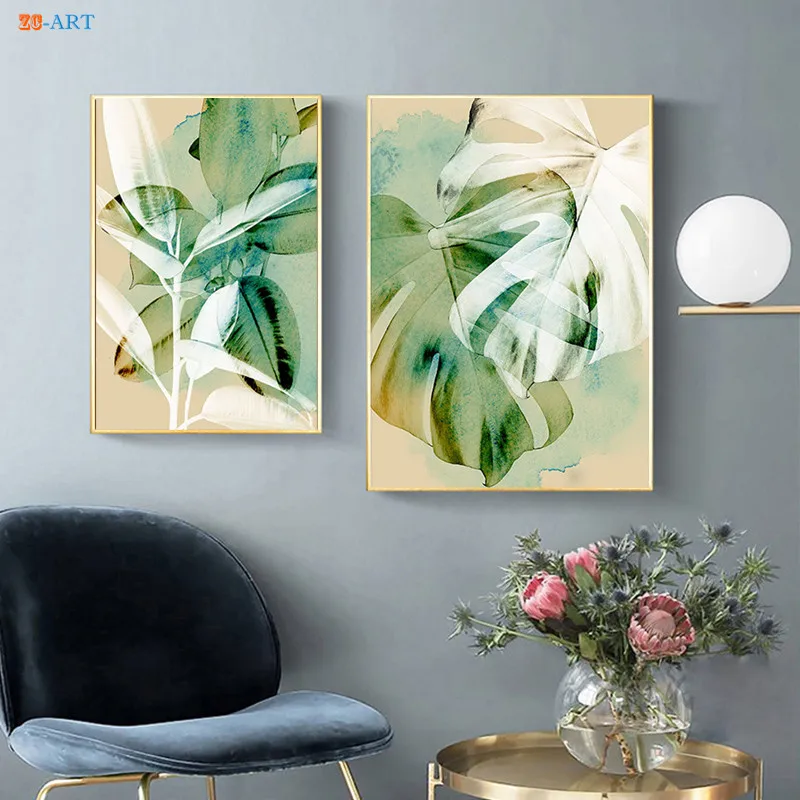 Абстрактный растительными принтами плакат тропический лист холст настенная