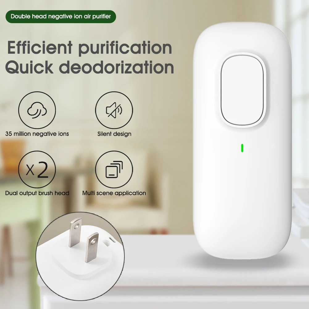 

Mini Air Purifier Negative Ion Generator Deodorizer US Plug In Dust Smoke Removal Interior Air Purification for Home Office