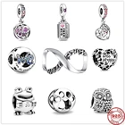 Бусины-подвески для браслета Пандора из серебра 2021 пробы, с купоном в виде пчелы и сердца