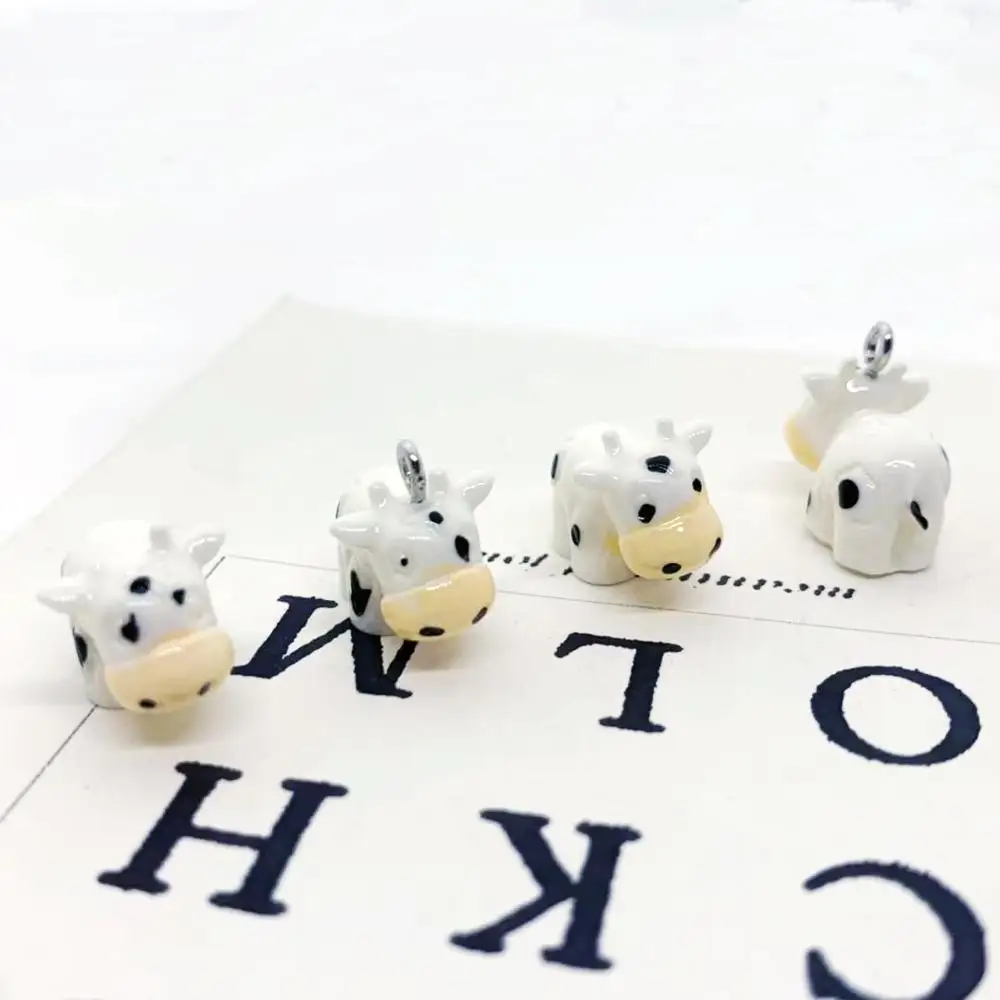 5 шт. 19*13 мм Kawaii 3D резиновая имитация Маленькая корова шармы подвески в форме животных для DIY серьги брелки модные ювелирные аксессуары