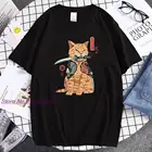 Футболка с японским котом аниме Катана летняя Высококачественная футболка уличный Забавный топ с коротким рукавом мужская футболка с принтом Харадзюку T-shir