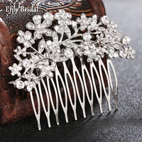 efily silver color crystal flower bridal hair comb clip wedding accessories head jewelry bride headdress ornaments bridesmaid