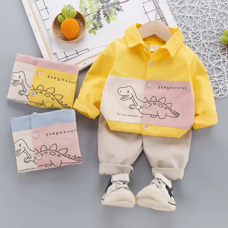 

Spring Baby Boys Clothes SetS Dinosaur Baby Clothes Shirt+Pants 2pcs Kids Clothes Girls For Baby Girls Outfits Tracksuit Suit