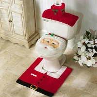 3pcs fancy santa claus rug seat bathroom set contour rug christmas decoration navidad xmas party supplies new year