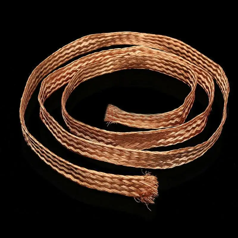 

1M Pure Copper Tinned Braid Lead Wire High Flexibility Bare Ground Cable Flat Conductive Tape Square15mm