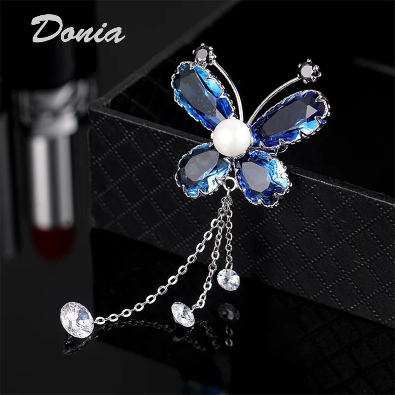 

Donia jewelry Fashion color butterfly brooch micro-set zircon pin dress coat glass crystal brooch scarf pin high-end gift