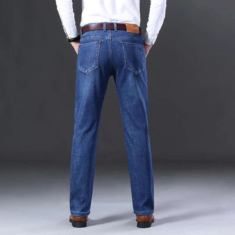 KSTUN зимние джинсы для мужчин мужские классические прямые синие стрейчевые